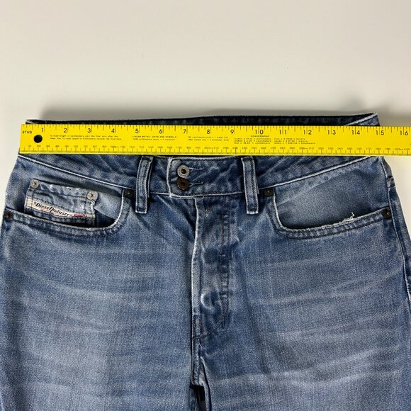 Diesel Jeans Men 30x30* Rabox Button Fly Blue Straight Leg Distressed Italy Fade - Picture 11 of 16